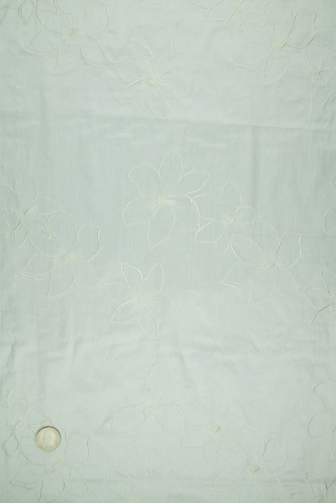 Peach Embroidered Dupioni Silk