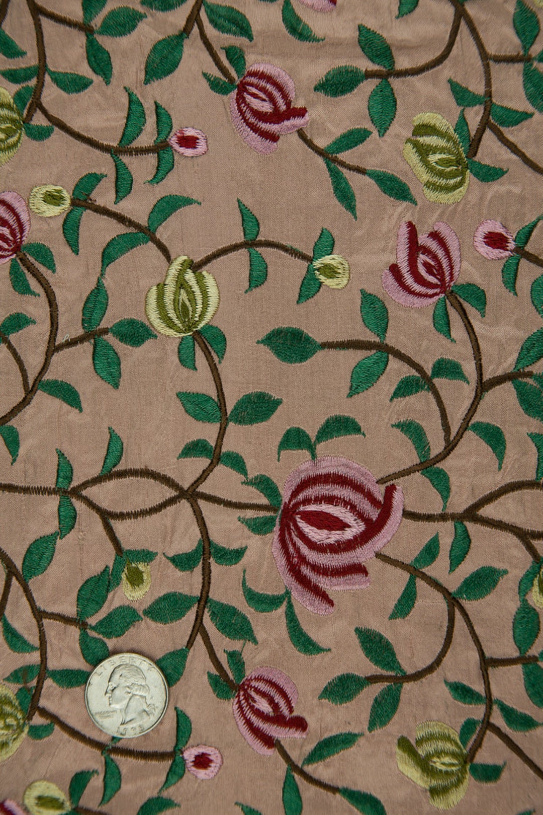 Embroidered Dupioni Silk MED-090-12 Fabric main image 0