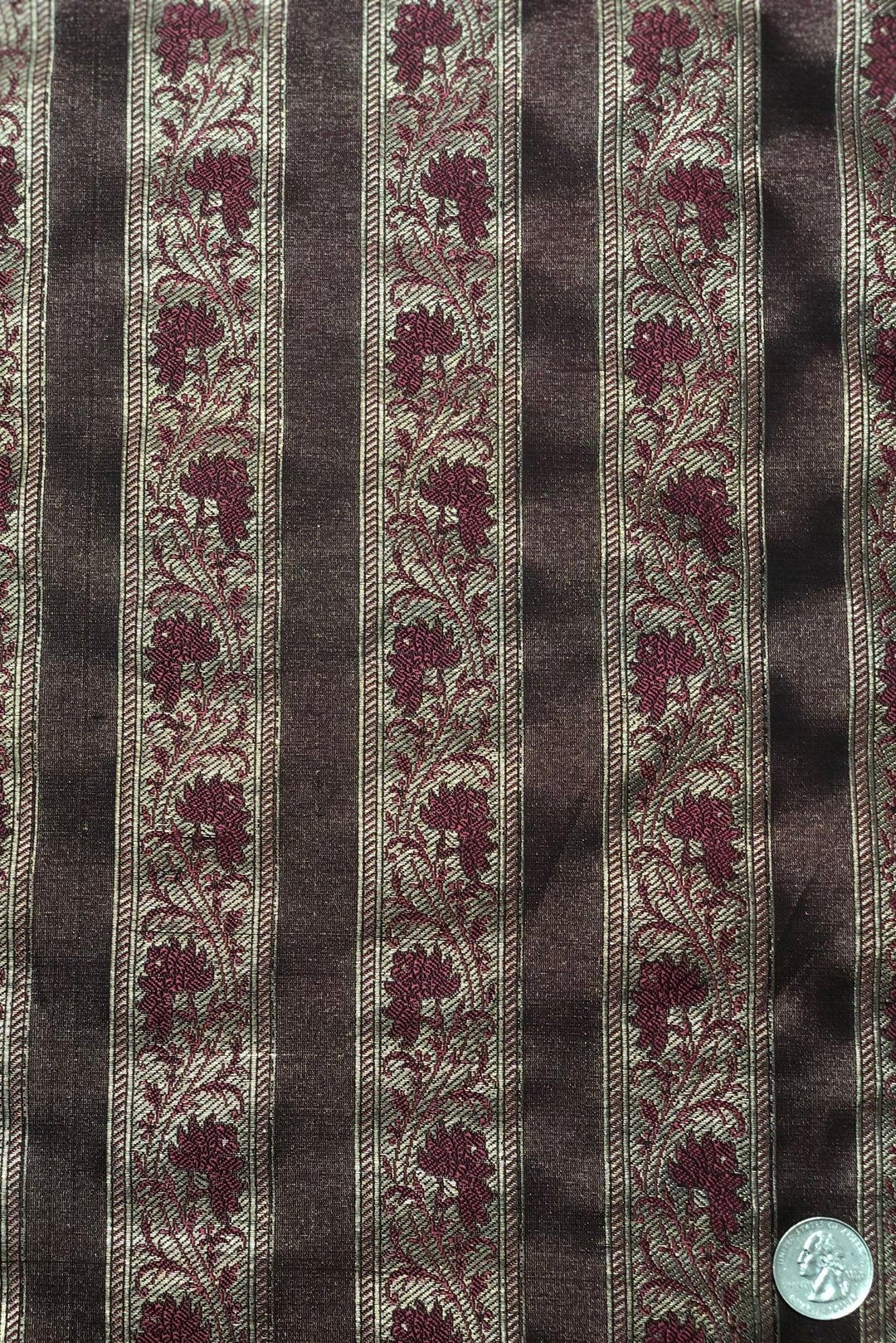Burgundy Multicolor Silk Brocade JV-1444 Fabric main image 1