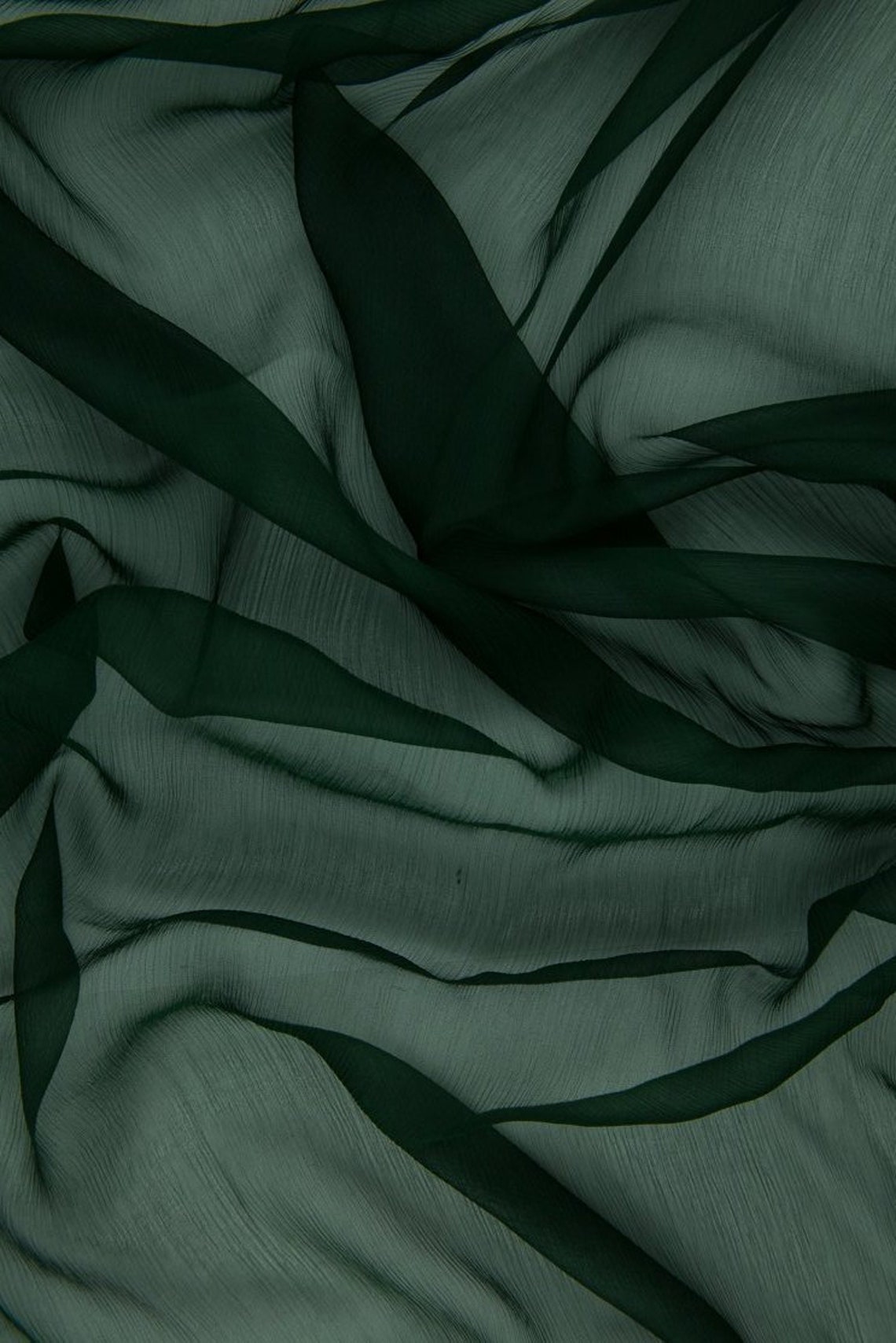 Forest Green Silk Crinkled Chiffon Fabric - Etsy