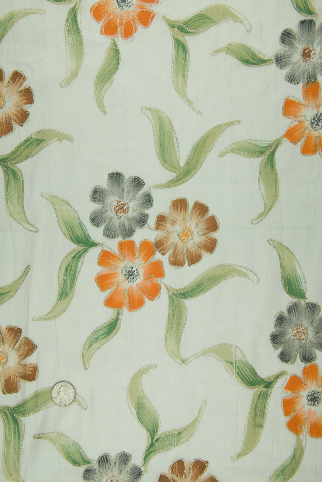 Embroidered Dupioni Silk MED-090-2 Fabric