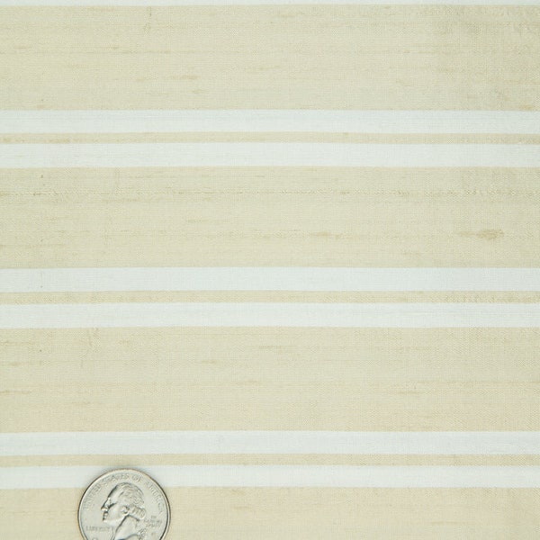 White Beige 233 Striped Silk Shantung