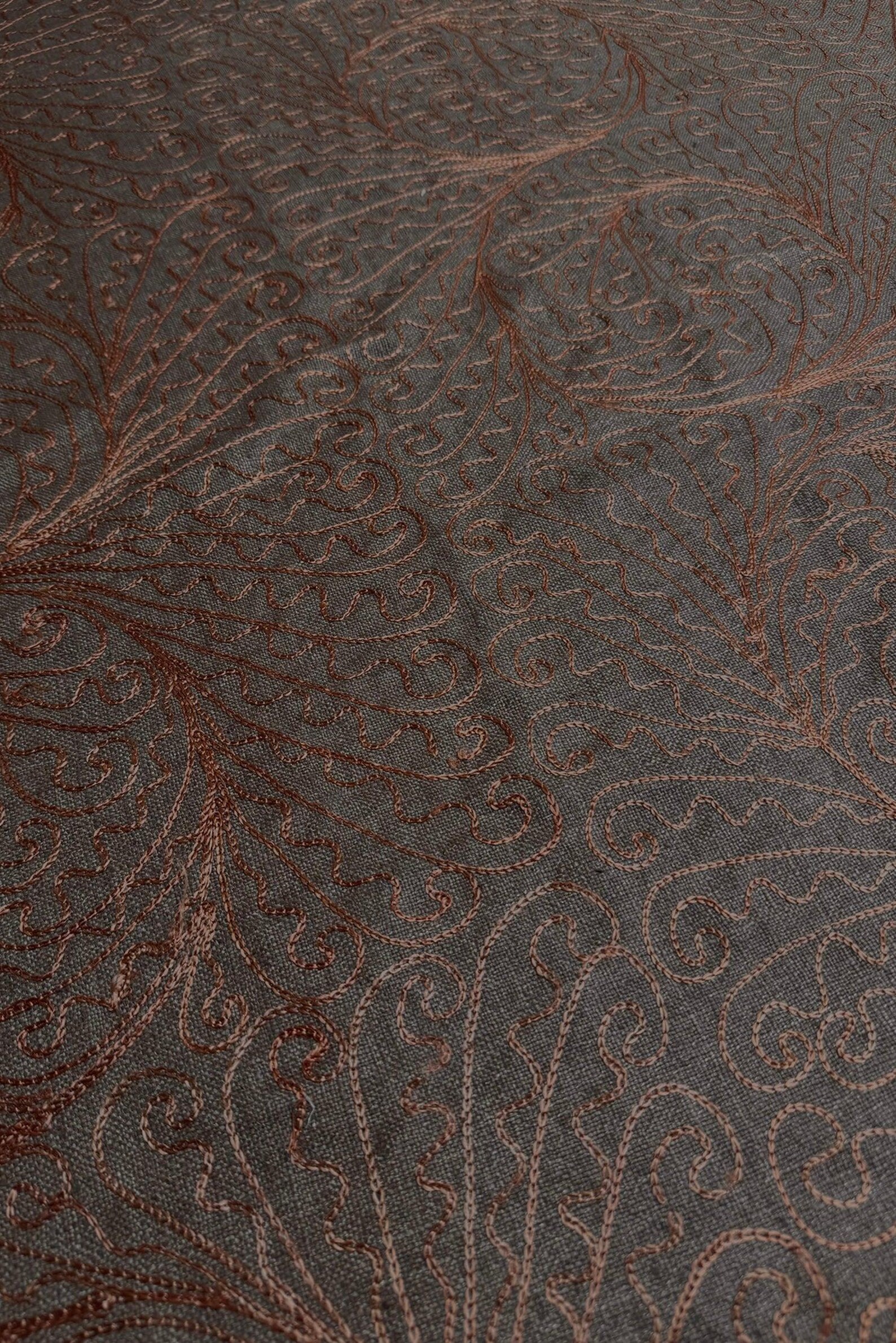 Ivory Embroidered Silk Linen MEMT-040 main image 1