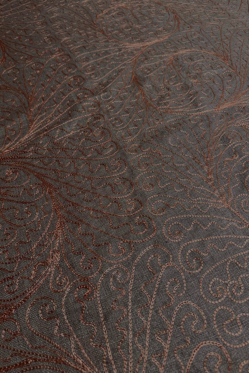Aqua Embroidered Silk Linen MEMT-026-03 main image 0