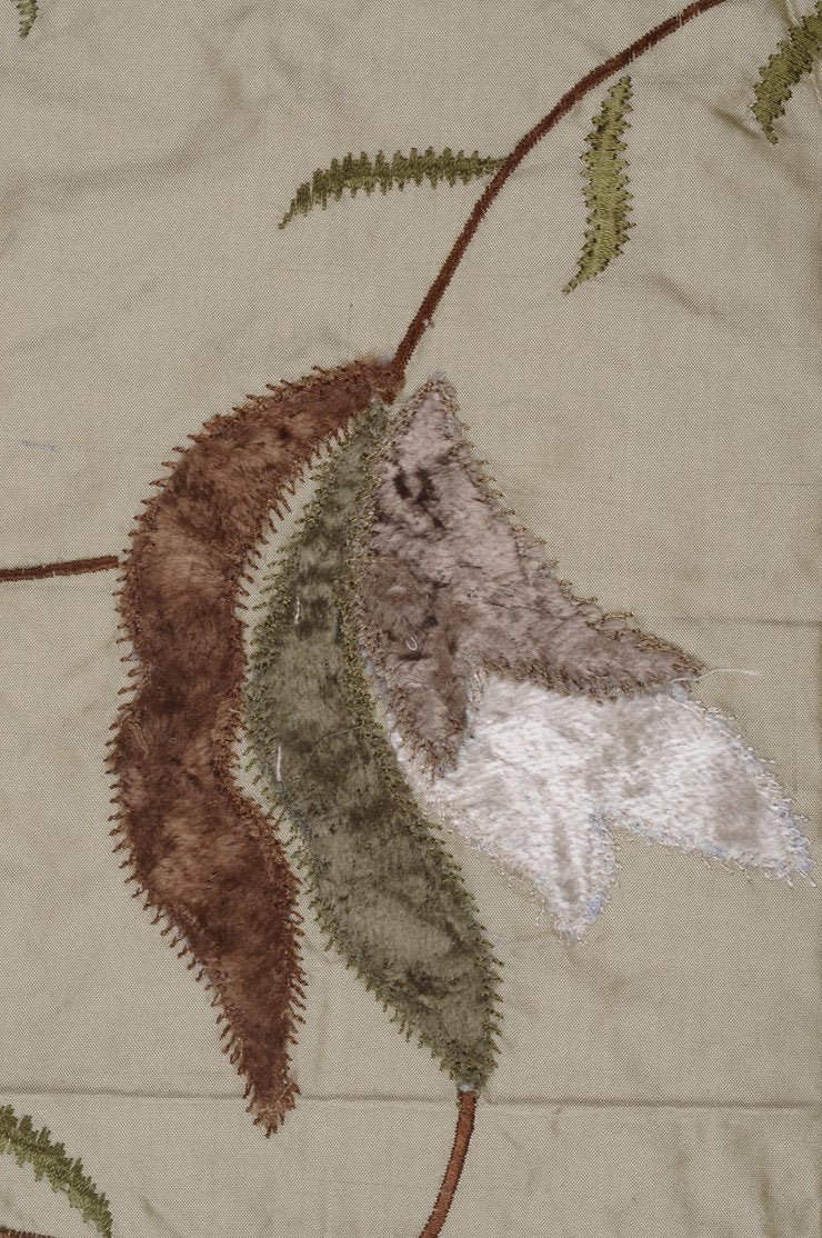 Slate Green Embroidered Taffeta Silk 503 Fabric