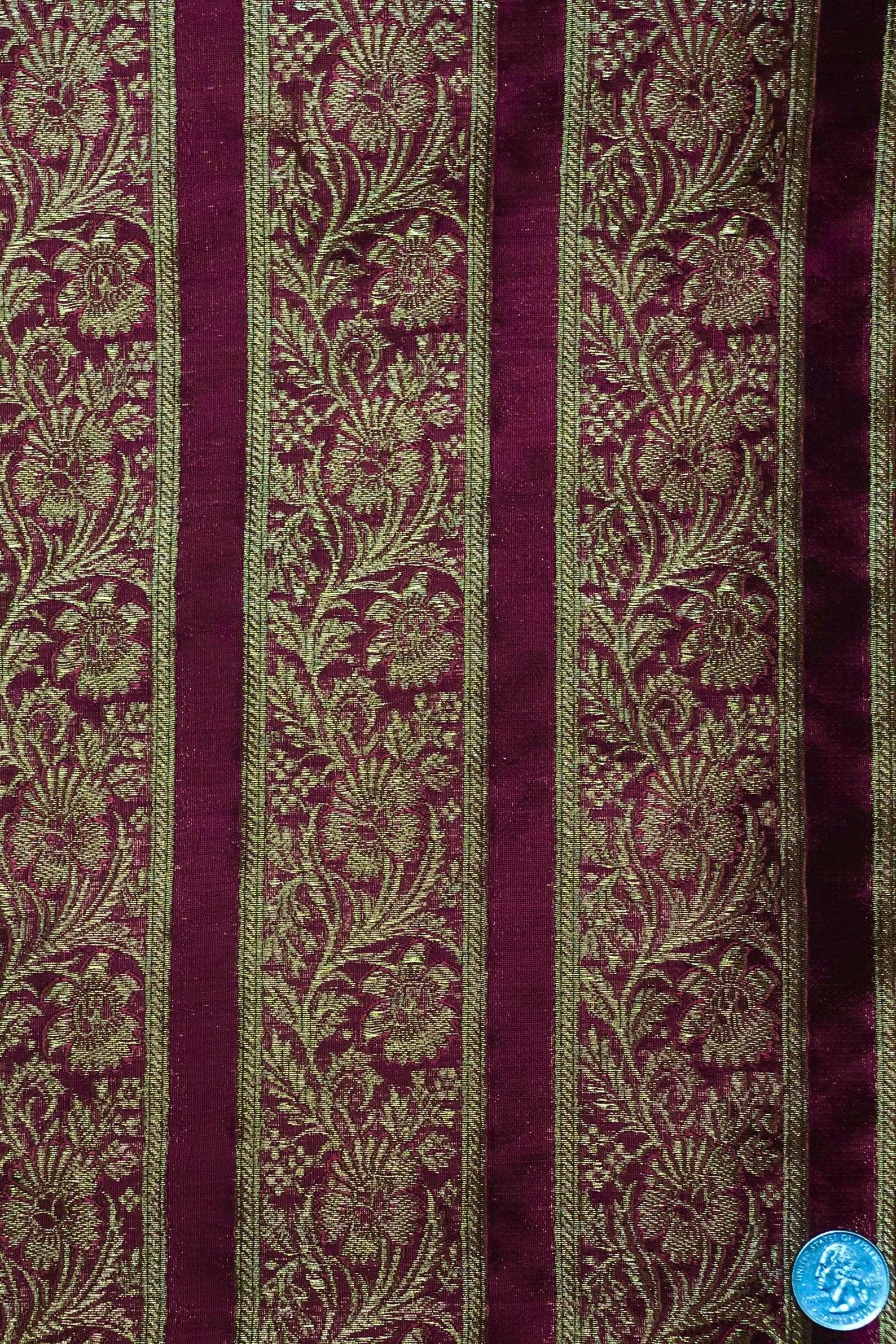 Purple Wine/Silver/Gold JV-1648/3 Silk Brocade main image 0