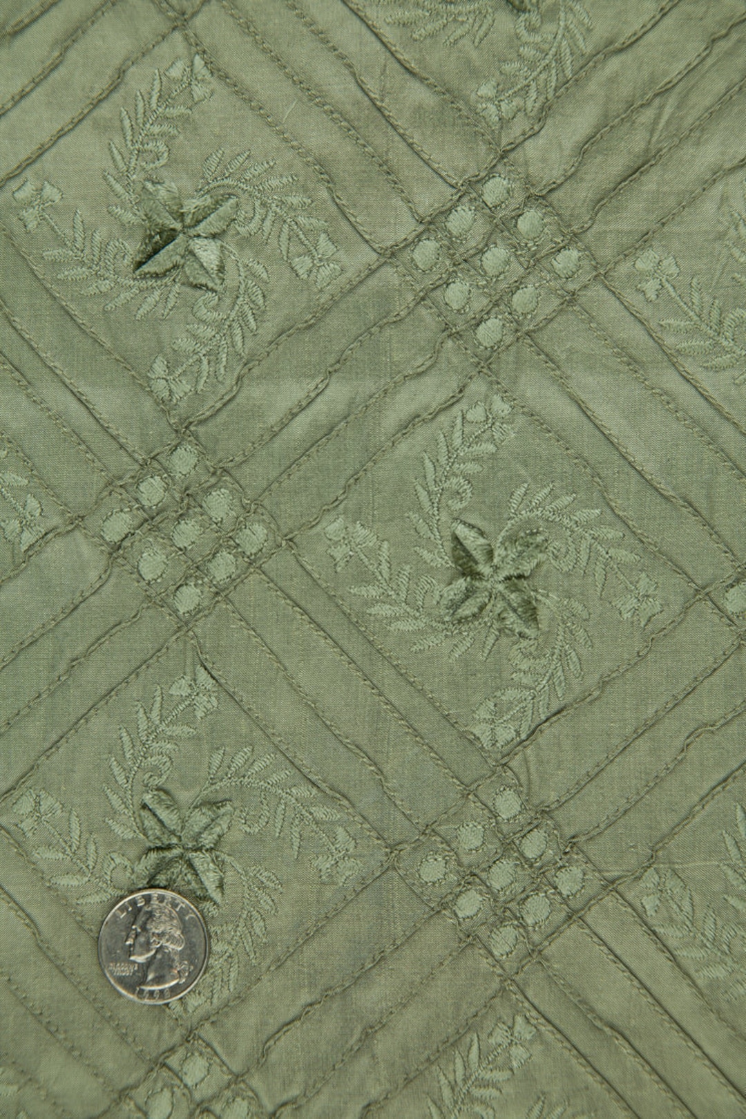 Embroidered Dupioni Silk MED-171/3 Fabric