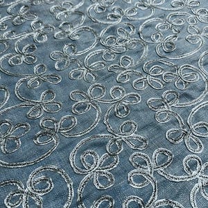 Khaki Embroidered Silk Linen MEMT-017-C