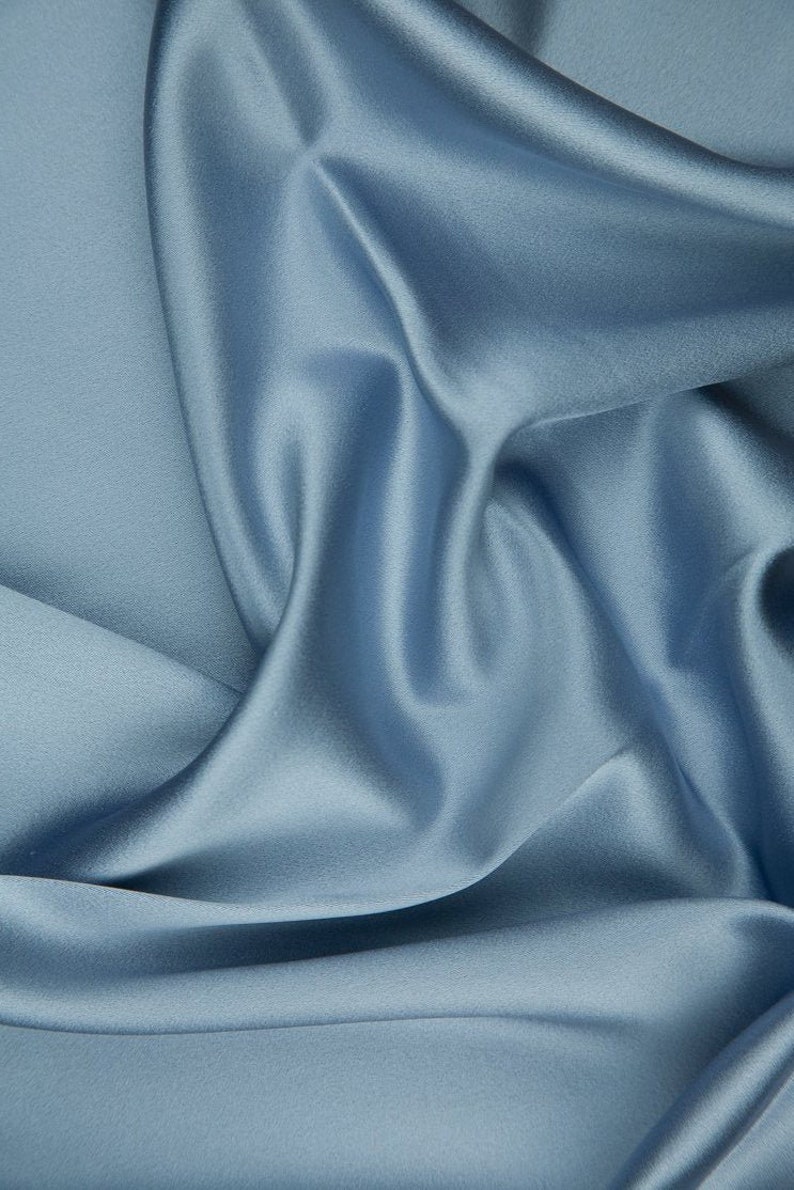 Smoke Blue Silk Crepe Back Satin Fabric main image 1
