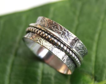 Wide Band Thumb Ring | Silver Spinner Ring | Silver Fidget Ring | 925 Sterling Silver Ring for Women| Meditation Ring| Handmade Spinner Ring