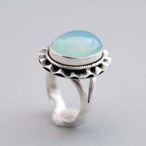 Aqua Chalcedony Ring | Boho Statement Ring | Aqua Chalcedony 925 Sterling Silver Ring | Dainty Ring| Handcrafted Bohemian Ring |Gift For Her