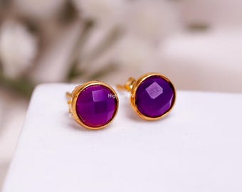 925 Sterling Silver Earrings| Natural Gemstone Earrings| Synthetic Ruby Elegant Earrings| Minimalist Jewelry |Women Earrings | Stud Earrings