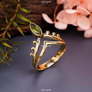 Statement Ring | Gemstone Ring | Peridot Gemstone Ring | Gold Polished Ring | Dainty Ring | Peridot Ring | Handmade Ring | Anniversary Gift