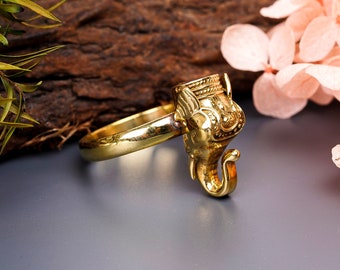 Elephant Ring | Dainty Ring | Animal Trunk Ring | Gold Polished Ring | Elephant Face Look Alike Ring | Statement Ring | Unique Gift For Her