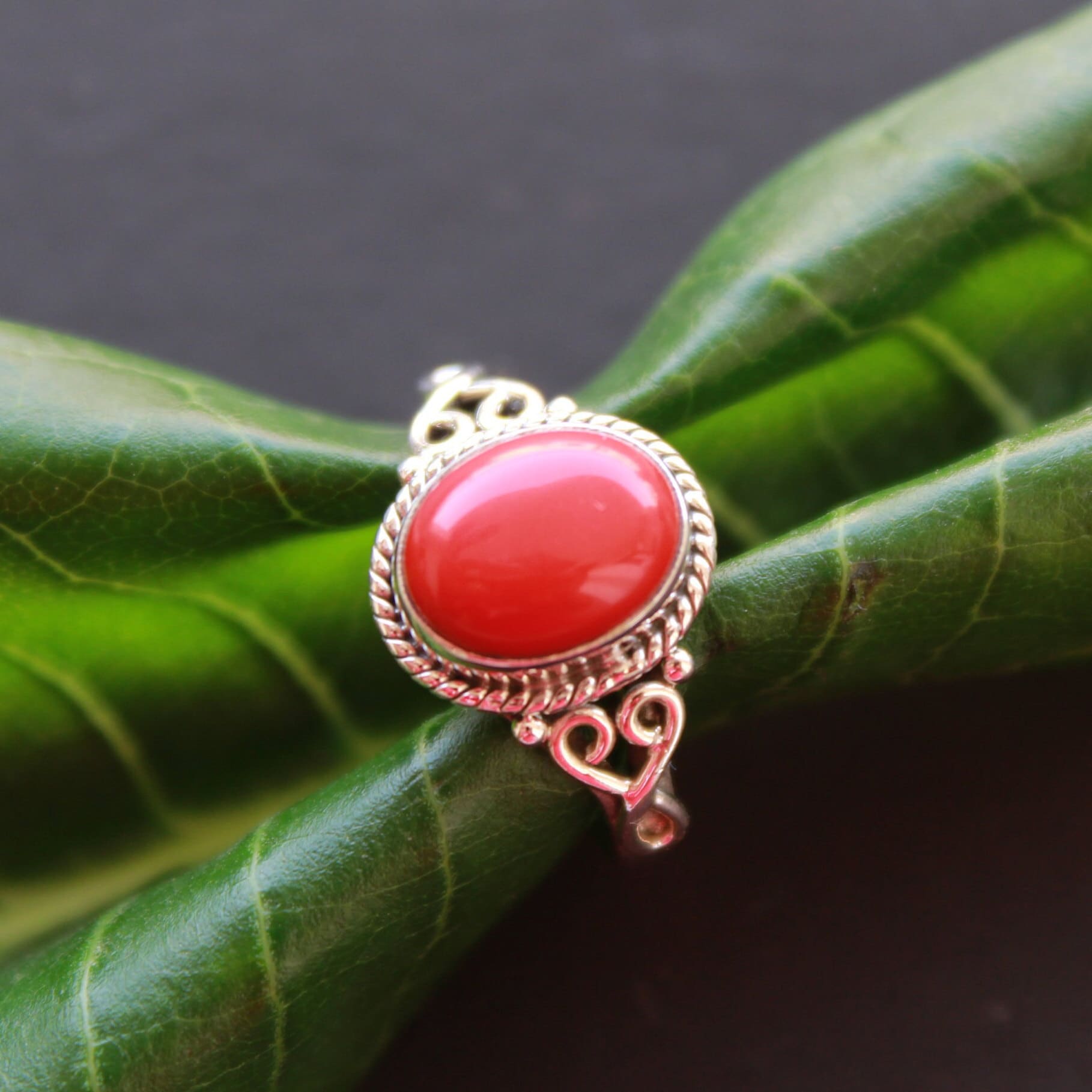Red coral ring price outlet