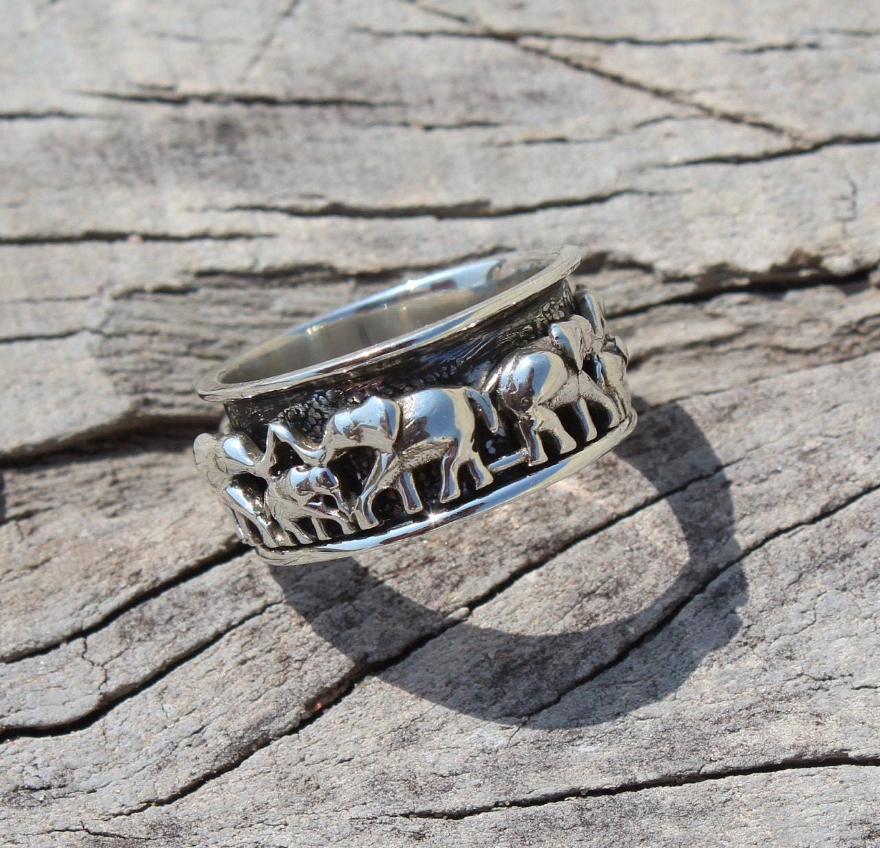 925 Sterling Silver Elephant Spinner Ring | Thumb Ring | Meditation ...