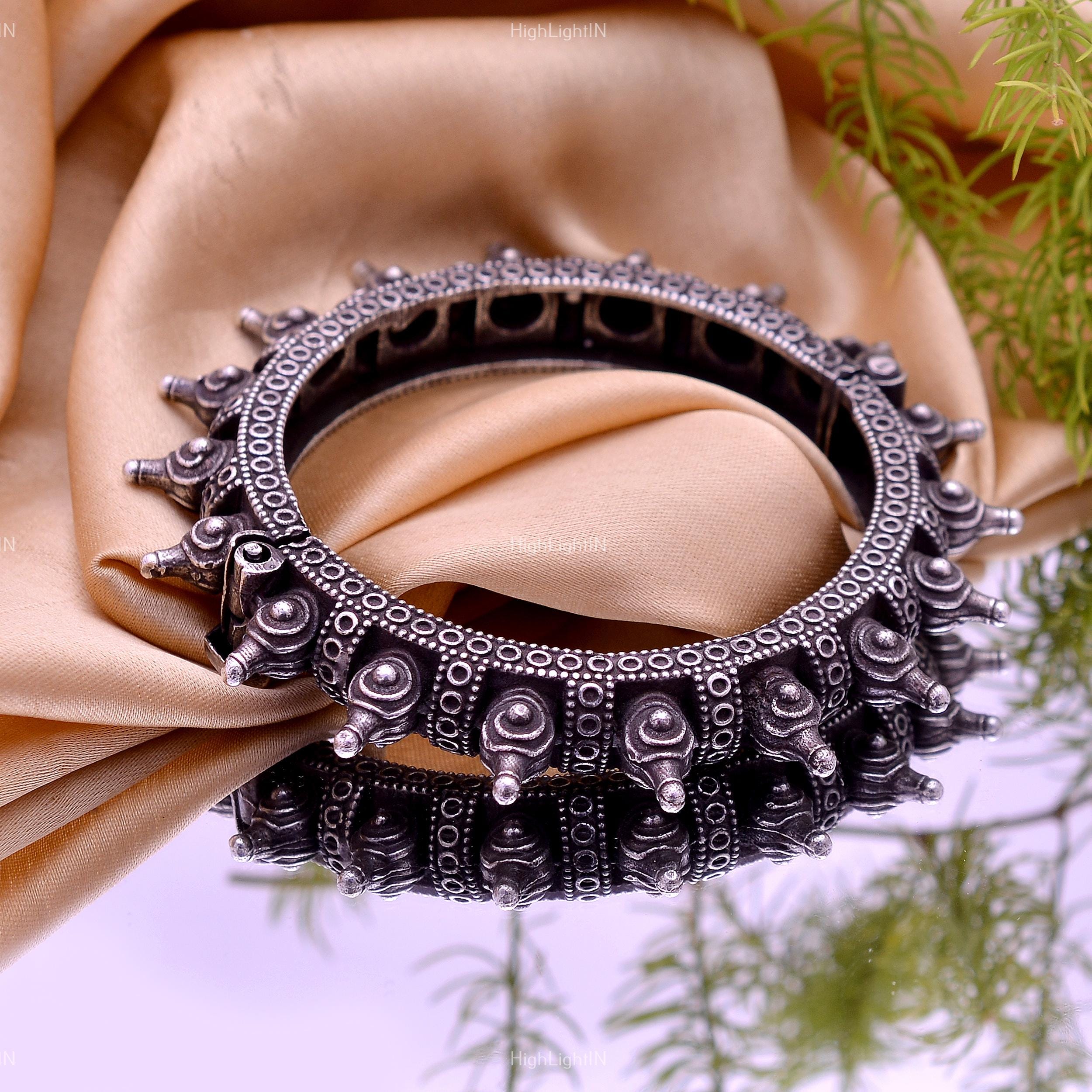 Antique Polished Bangle | German Silver Bracelet | Black Polished