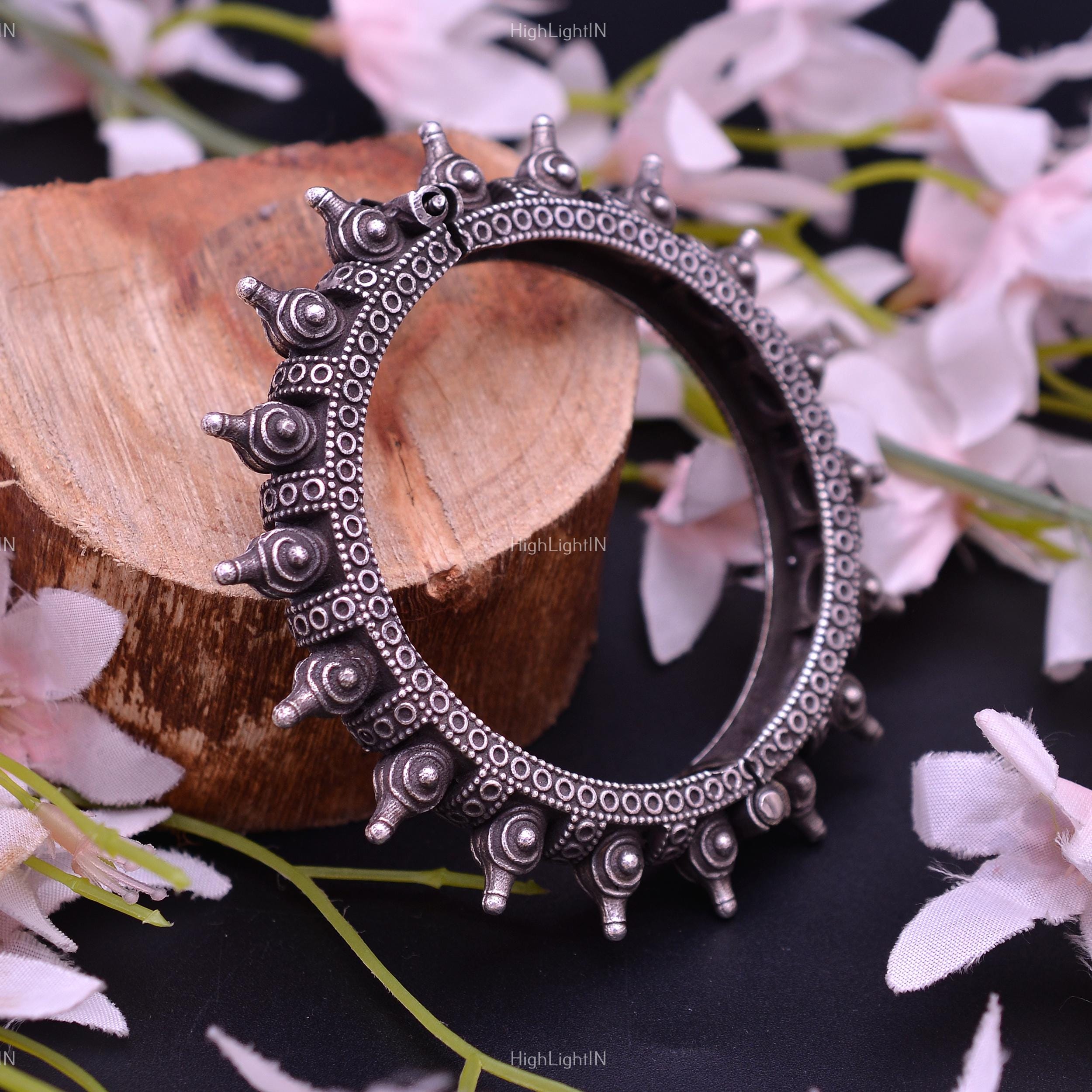 Antique Polished Bangle | German Silver Bracelet | Black Polished 
