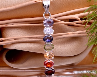 Seven Chakra Healing Pendant | 7 chakra pendant | 925 Silver Chakra Pendant | Infinity Gemstone Pendant | Multi Stone Pendant | Gift For Her