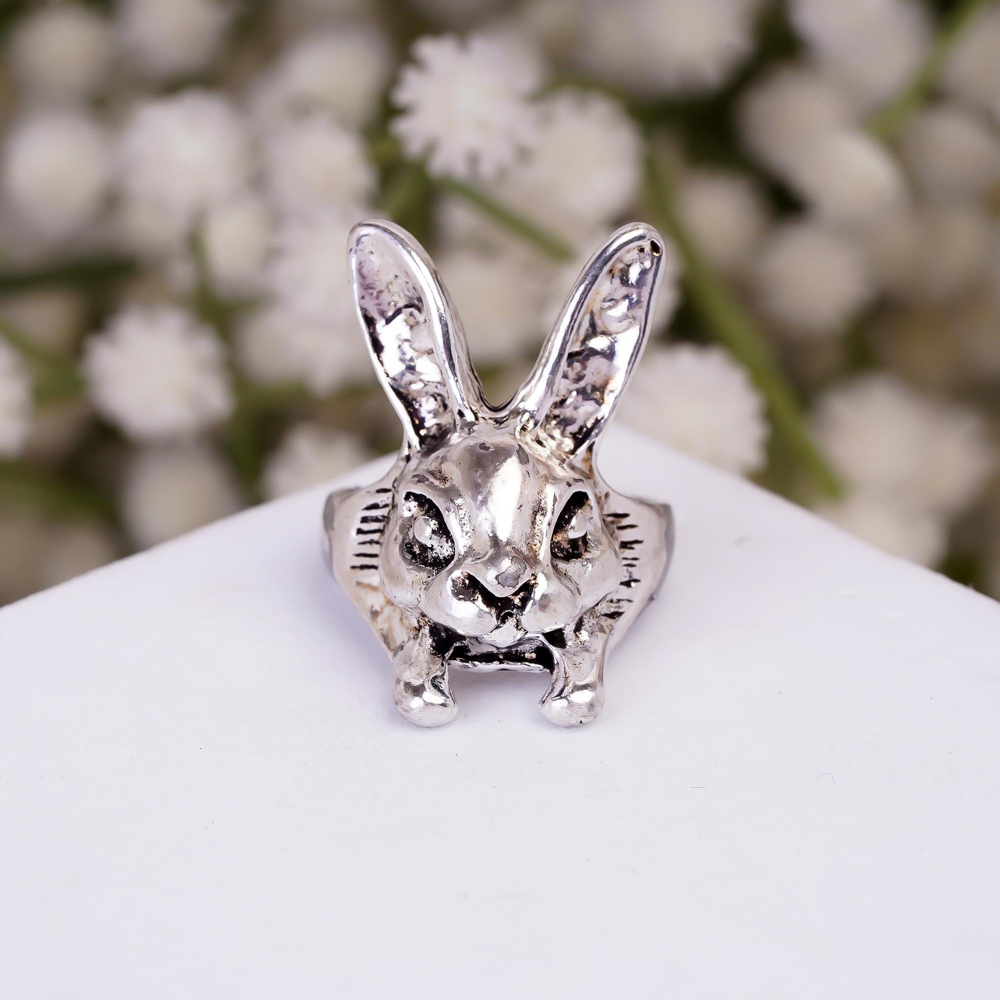 Bunny Skull Ring - Etsy