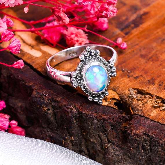 Opal Silver Ring 925 Sterling Silver Ring Opal Jewelry Solid 