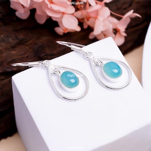 925 Sterling Silver Earrings | Handmade Silver Earrings | Dainty Earrings | Dangling Earrings | Minimalist Earrings | Aquamarine Earrings