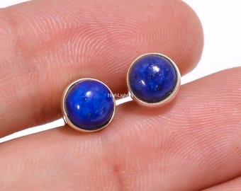 Natural Gemstone Earrings | 925 Sterling Silver Elegant Earrings | Stud Earrings |Lapis Lazuli Earrings |Women Earrings | Minimalist Jewelry