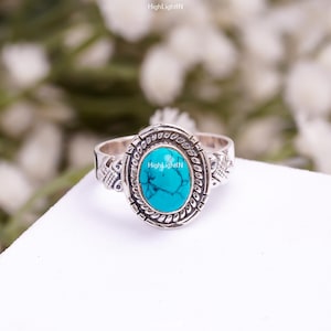 Turquoise Ring | 925 Sterling Silver Ring| Women Ring | Minimalist Jewelry | Statement Ring | Natural Gemstone Ring | Dainty Ring | Men Ring