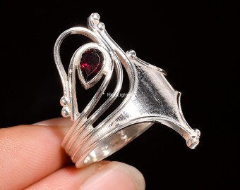 925 Sterling Silver Garnet Ring | Dainty Ring | Garnet Gemstone Ring | January Birthstone Ring | Promise Ring | Solid Silver Ring For Her