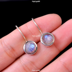 925 Sterling Silver Rainbow Moonstone Stud Earrings | Gemstone Earrings | Handcrafted Moonstone Earrings | Stud Earrings | Anniversary Gift