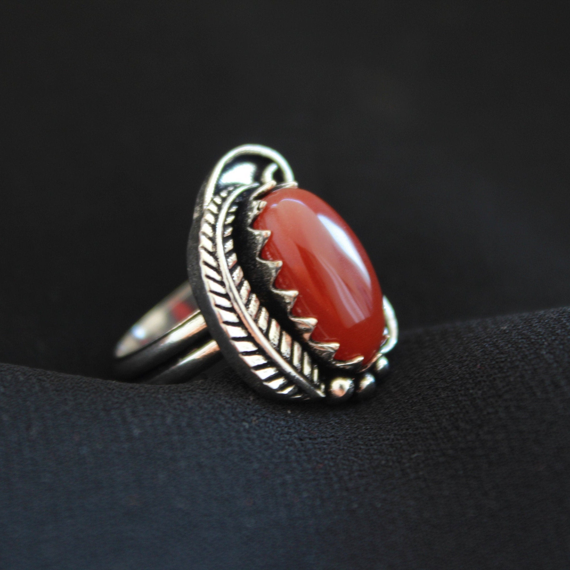 Red Coral Ring 925 Sterling Silver Ring Natural Coral - Etsy UK
