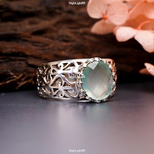 Aqua Chalcedony Ring | 925 Sterling Silver Ring | Handmade Ring | Dainty Ring |Minimalist Jewelry | Statement Ring |Anniversary Gift For Her