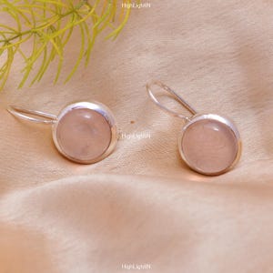 Sterling Silver Rose Quartz Earrings | Natural Gemstone Earrings |Dangling Earrings | Handcrafted Earrings |925 Sterling Silver Earrings
