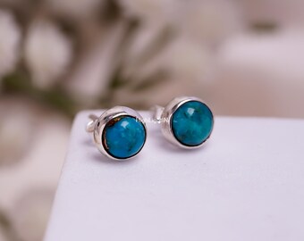 Turquoise Earrings | Natural Gemstone Earrings | 925 Sterling Silver Earrings | Stud Elegant Earrings | Women Earrings | Minimalist Jewelry