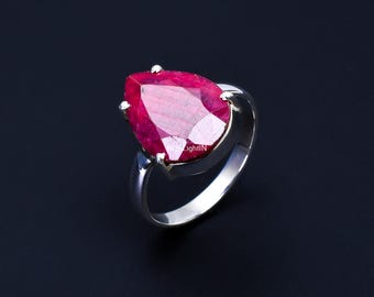 925 Sterling Silver Ring | Gemstone Ring | Ruby Gemstone | Handcrafted Ring| Solid Silver Ring | Dainty Ring |Engagement Ring | Gift For Her