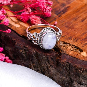 Rainbow Moonstone Ring | 925 Sterling Silver Ring | Handmade 925 Silver Ring | Boho Ring | Dainty Ring | Promise Ring | Solid Silver Ring