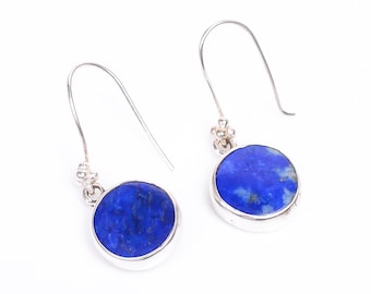 Lapis Lazuli örhängen | Örhängen för kvinnor med naturlig ädelsten | Örhängen i 925 sterlingsilver | Droppörhängen | Dingla örhängen | Minimalistiska smycken