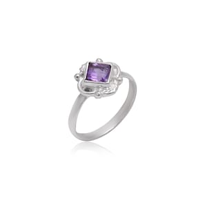 Amethyst Silver Ring | 925 Sterling Silver | February Birthstone Ring |  Gemstone Ring | Statement Ring | Handmade Ring For Her |Dainty Ring