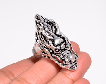 Dragon Head Ring, Mythical Creature Statement Ring, Gothic Dragon Jewelry, Viking Ring , Fantasy Animal Ring, Biker Jewelry, Unisex Gift