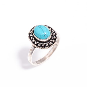 Turquoise Ring | 925 Sterling Silver Ring | Statement Ring | Minimalist Jewelry | Dainty Ring | Elegant Ring | Women Ring | Natural Gemstone