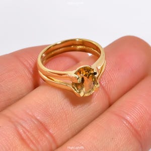 Citrine Gemstone Ring | 925 Sterling Silver | Gold Plated Ring | Minimalist Ring | Dainty Ring | Women&#39;s Ring | Elegant Handcrafted Ring