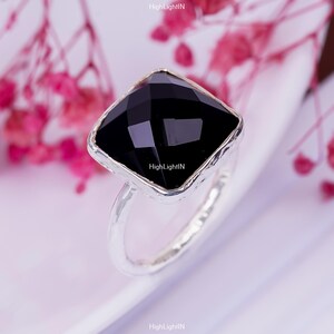 925 Sterling Silver Ring | Black Onyx Silver Ring | Gemstone Ring | Solid Silver Ring | Statement Ring | Boho Ring | Handmade Silver Ring