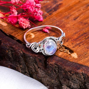 Rainbow Moonstone Ring | 925 Sterling Silver Ring | Handmade 925 Silver Ring | Boho Ring | Dainty Ring | Promise Ring | Solid Silver Ring