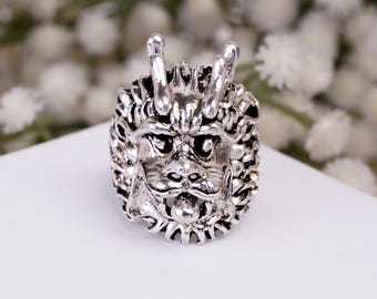 Dragon Head Ring, Gothic Dragon Ring for Men, Fantasy Statement Ring, Viking Dragon Jewelry, Medieval Creature Ring, Biker Ring