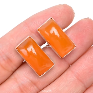 Carnelian Cufflinks | Natural Gemstone Cufflinks | 925 Sterling Silver Cufflinks | Men&#39;s Cufflinks | Wedding Gift | Birthday Gift for Him