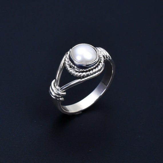 Pearl Gemstone Solid 925 Sterling Silver Band Ring Handmade Jewelry kd8779  | eBay