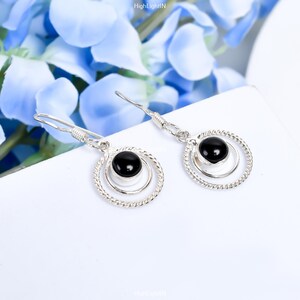Black Onyx Gemstone Earrings | 925 Sterling Silver | Dangle Earrings | Silver Earrings | Drop Earrings | Handmade Earrings| Women&#39;s Earrings