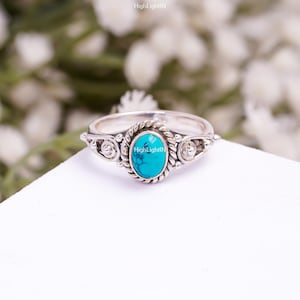 Natural Gemstone Ring | Turquoise Ring | Statement Ring | Women Ring | Minimalist Jewelry | 925 Sterling Silver | Dainty Ring | Elegant Ring