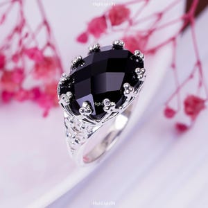 925 Sterling Silver Ring | Black Onyx Silver Ring | Gemstone Ring | Solid Silver Ring | Statement Ring | Boho Ring | Handmade Silver Ring