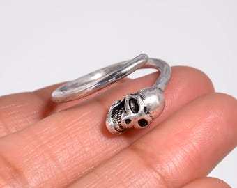Skull Open Ring, Gothic Skull Ring, Punk Statement Ring, Minimalist Skull Jewelry, Biker Ring for Men and Women, Halloween Gift, Gothic Ring